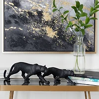 Black Contemporary Leopard Sculpture Set