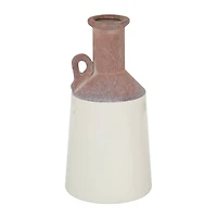 White Ceramic Farmhouse Vase, 12" x 6" x 6"