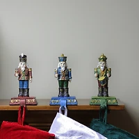 7.75" Glittered Nutcracker Stocking Holder Set