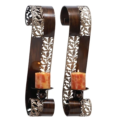 20" Brown Metal Traditional Wall Sconce, 2ct.