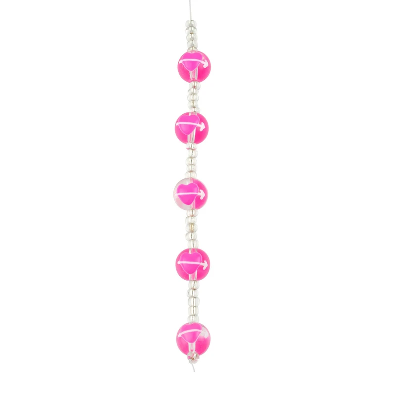 Pink Heart Painted Glass Beads, 11mm by Bead Landing™