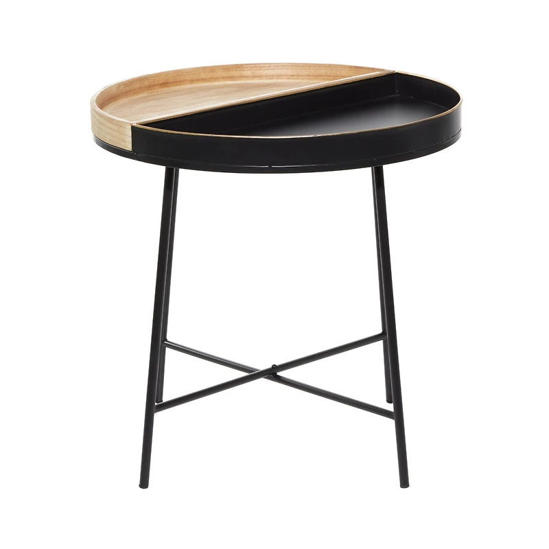 22" Black Metal Contemporary Accent Table