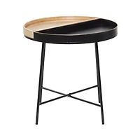 22" Black Metal Contemporary Accent Table