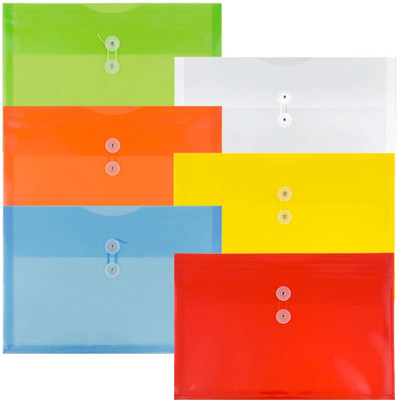 JAM Paper 9.75" x 14.5" Mixed Plastic Button & String Tie Closure Legal Booklet Envelopes, 12ct.