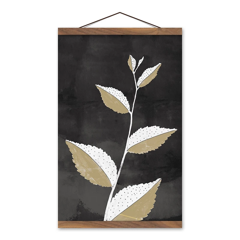 Mod Charcoal Botanical Teak Hanging Canvas