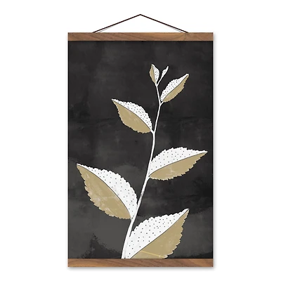 Mod Charcoal Botanical Teak Hanging Canvas