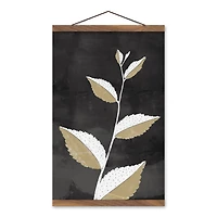 Mod Charcoal Botanical Teak Hanging Canvas
