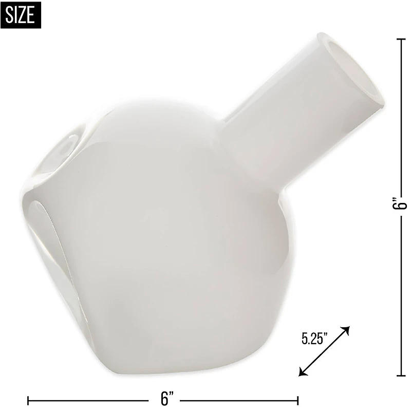6" White Abstract Vase
