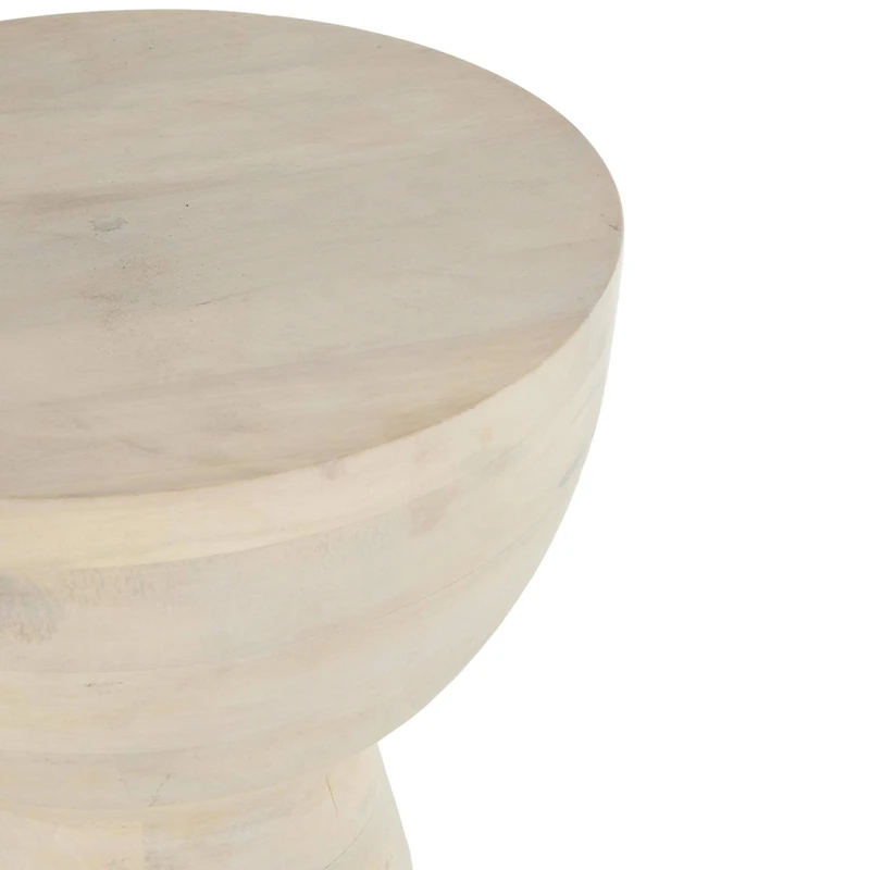 18.25" Cream Mango Wood Accent Table