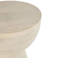 18.25" Cream Mango Wood Accent Table