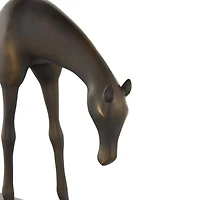 11.5" Bronze & Brushed Gold Polystone Horse Sculpture with Black Oval Base