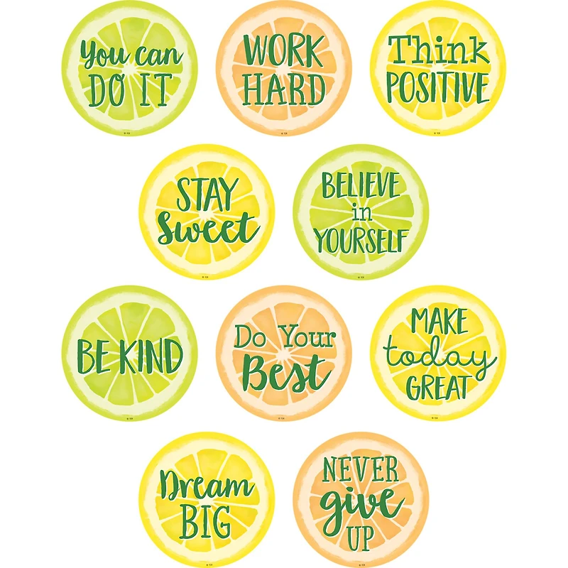 Teacher Created Resources Lemon Zest Positive Saying Accents, 3 Packs of 30