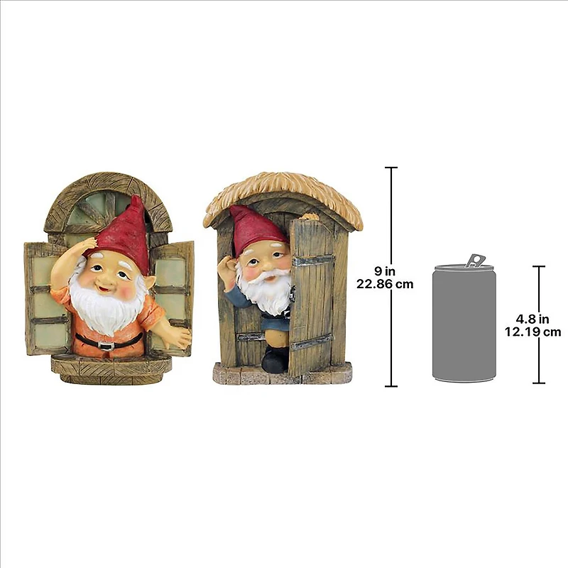 Design Toscano 9" Window & Door Garden Tree Gnomes Set