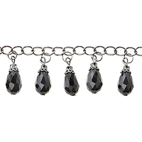 Black Teardrop Glass Beads Chain, 15mm by Bead Landing™