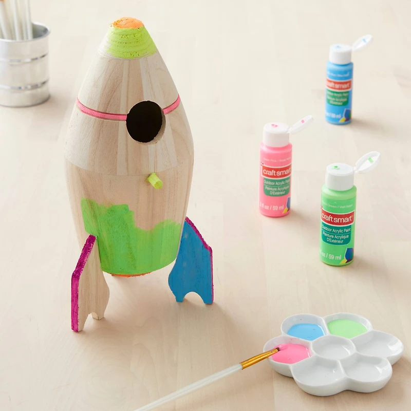 10.5" Rocket Ship Wood Birdhouse by Make Market®