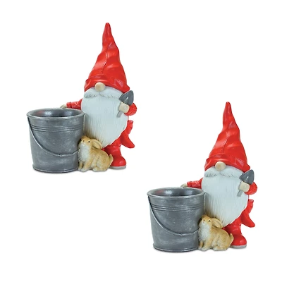 Gnome with Pail & Bunny Figurine, 2ct.
