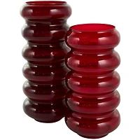Red Glass Bubble Vase Set