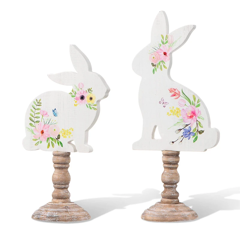 Glitzhome® 12.5" Easter Wooden Bunny Table Décor Set