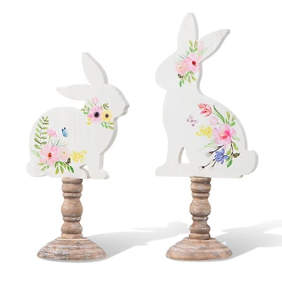 Glitzhome® 12.5" Easter Wooden Bunny Table Décor Set