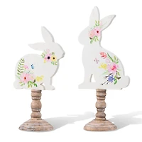 Glitzhome® 12.5" Easter Wooden Bunny Table Décor Set