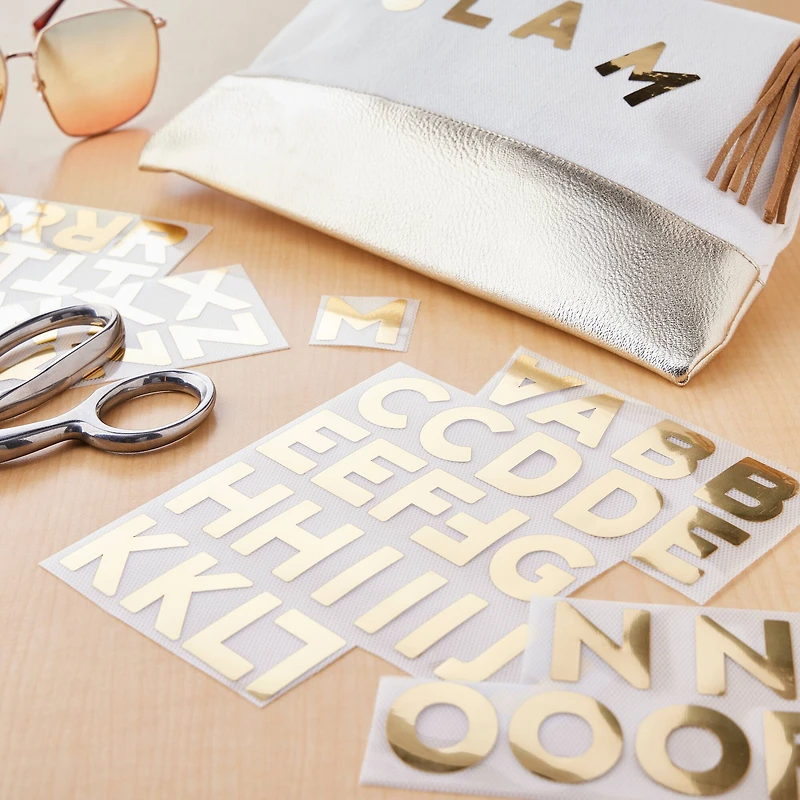 Gold Foil Block Alphabet Iron-On Transfers by Make Market®