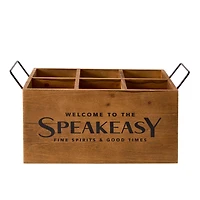 American Art Decor The Speakeasy Wood Crate Bottle Holder with Metal Handles - 7" x 14" x 8"