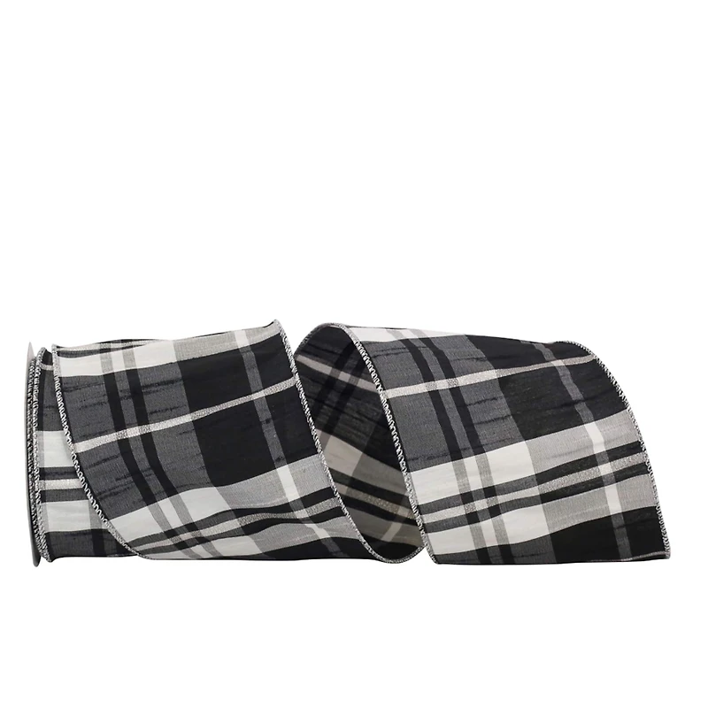JAM Paper 4" x 10yd. Wired Grand Dupioni Plaid Ribbon with Sparkle Edge