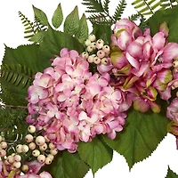 24” Pink Hydrangea with Berry Wreath