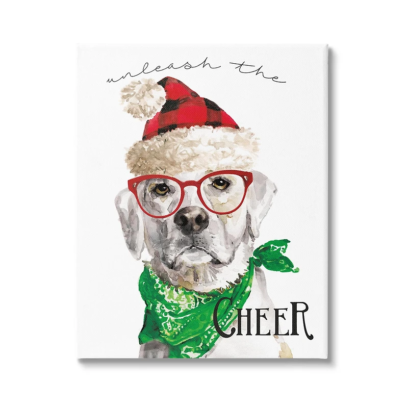 Stupell Industries Unleash The Cheer Holiday Dog Canvas Wall Art