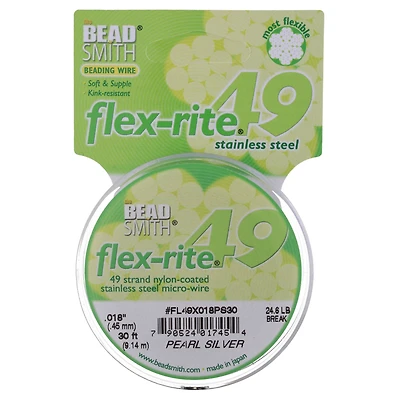The Beadsmith® Flex-rite® 0.018" Pearl Silver 49 Strand Wire, 30ft.