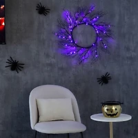 23" Pre-Lit Halloween Black Wreath