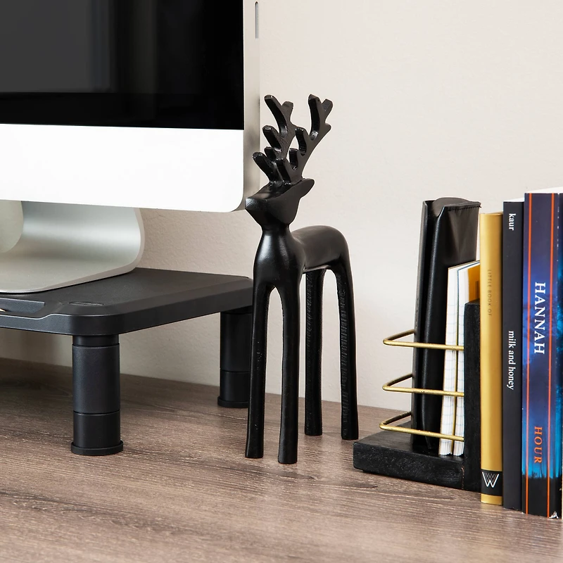 Mind Reader Modern Reindeer Figurine, Black