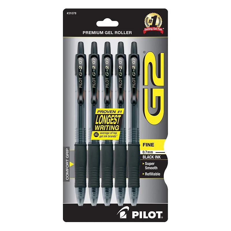 Pilot® G2 Black Retractable Gel Ink Rolling Ball Pen Set