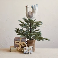 Hello Honey® 9.5" Handmade Wool Felt Dove Shaped Tree Topper with Metallic Gold Thread Embroidery