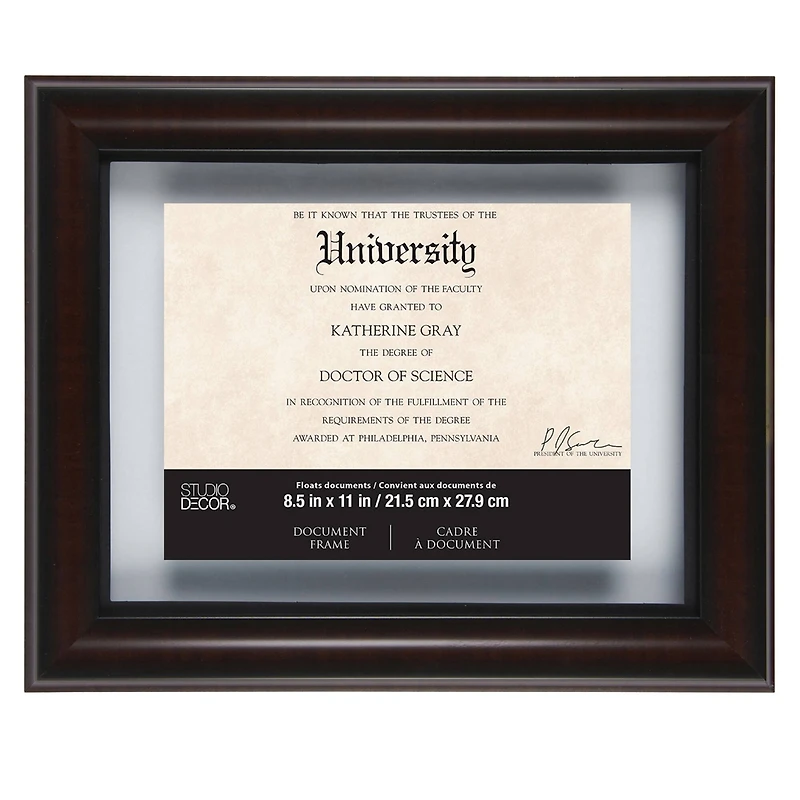 11" x 14" Mahogany & Black Document Float Frame by Studio Décor®