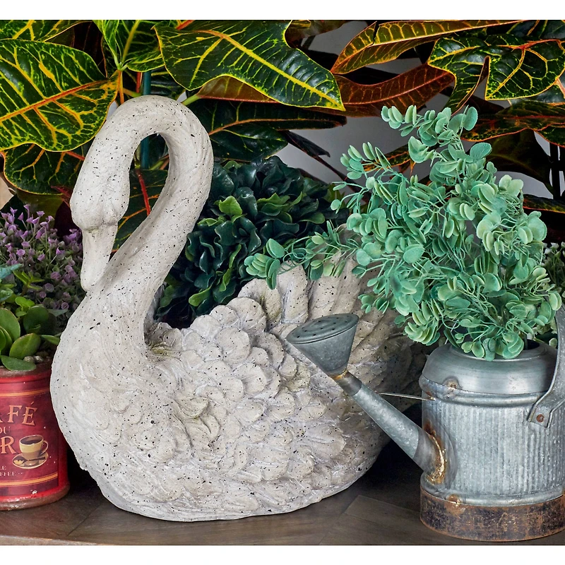 18" Gray Swan Polystone Garden Sculpture