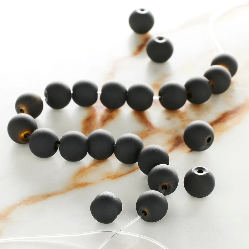9 Packs: 24 ct. (216 total) Black Glass Round Beads, 8mm by Bead Landing™