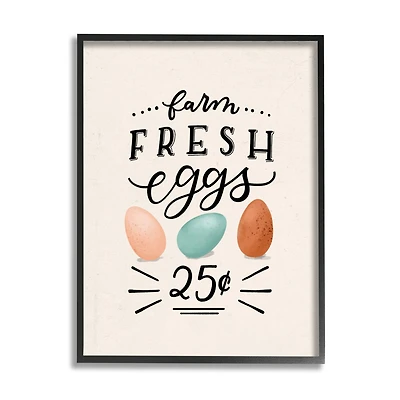 Stupell Industries Farm Fresh Eggs Sign Framed Giclee Art