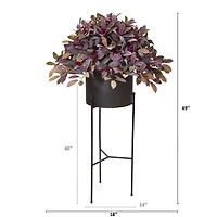 4ft. Fall Laurel Leaf with Berries Plant in Black Planter with Stand