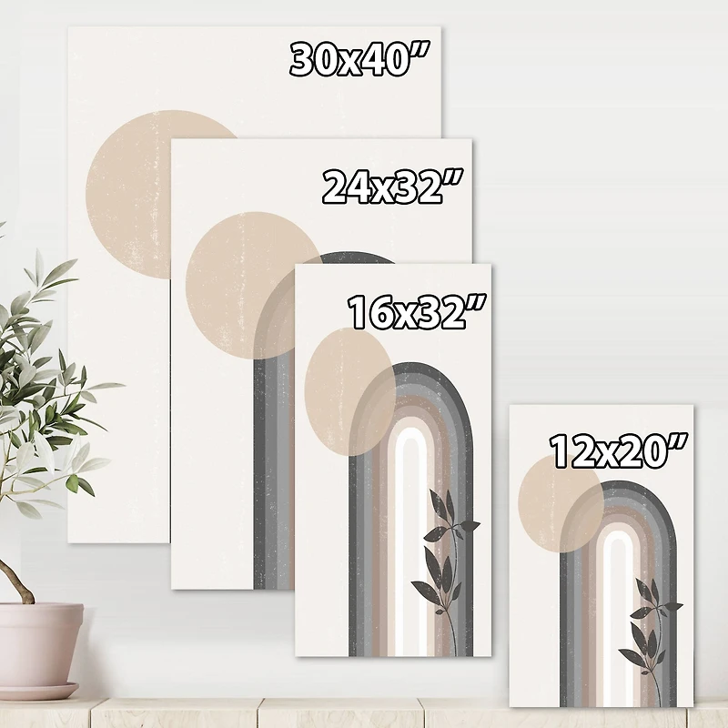 Designart - Abstract Rainbow Sun and Moon In Earth Tones III