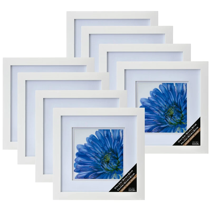 8 Pack: White Square Gallery Wall Frame with Double Mat by Studio Décor®
