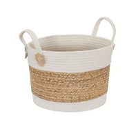 Household Essentials 9.5" White & Natural Corn & Hyacinth Wicker Basket