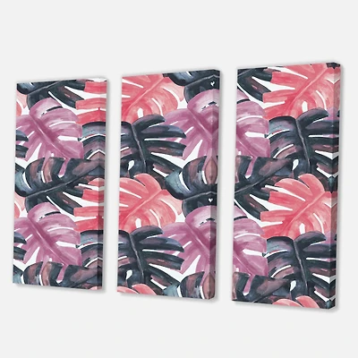 Designart - Colored Monstera On Rough Brush Strokes II