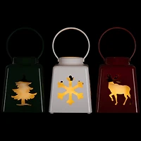 LED Lighted Tree  Snowflake and Reindeer Christmas Candle Lanterns - 8" - Set of 3