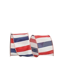 JAM Paper 2.5" x 10yd. Red, White & Blue American Dupioni Wired Ribbon