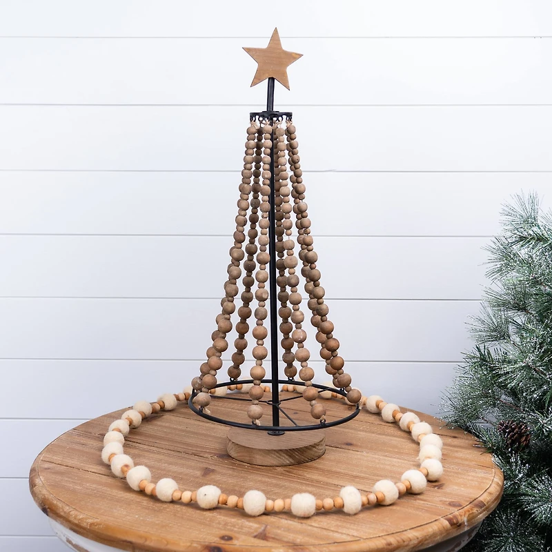 25" Beaded Wood Holiday Tree