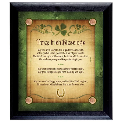Three Irish Blessings with 4 Lucky Irish Pennies Wall Frame