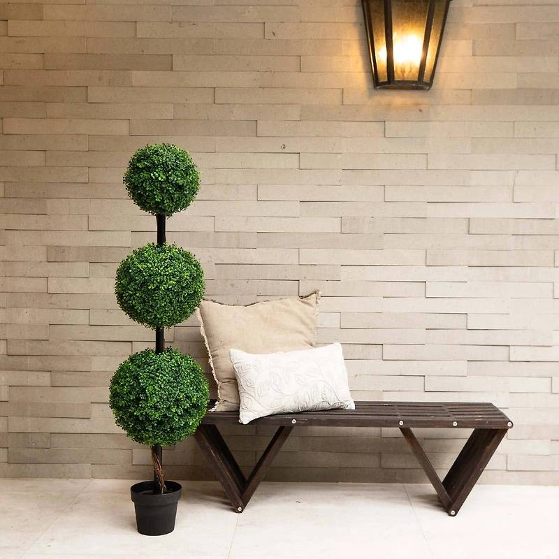 5ft. Potted Artificial Triple Ball Boxwood Topiary Tree