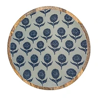 Hello Honey® Blue Floral Enameled Round Mango Wood Tray Set