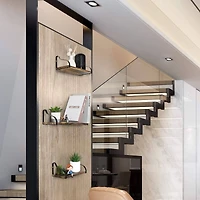 NEX™ Brown Floating Wall Shelves Set with Metal Rack Brackets